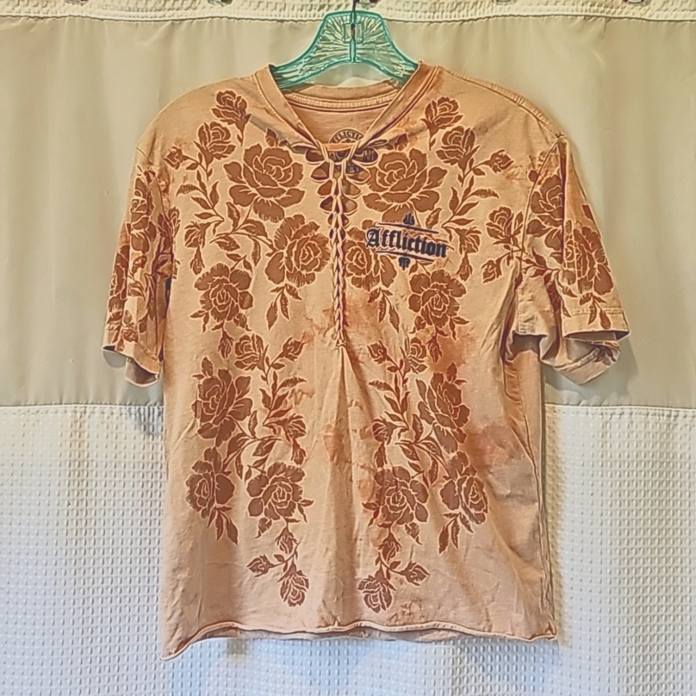 Affliction Women's T-shirt Praise Wings Rose Gold size Small